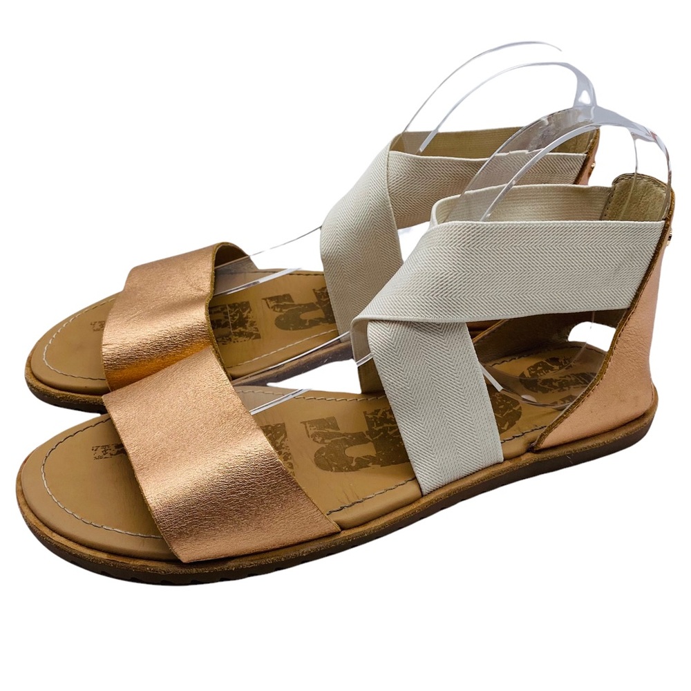 Sorel Ella Rose Gold Leather Criss Cross Strappy Ankle Sandal Size 7.5